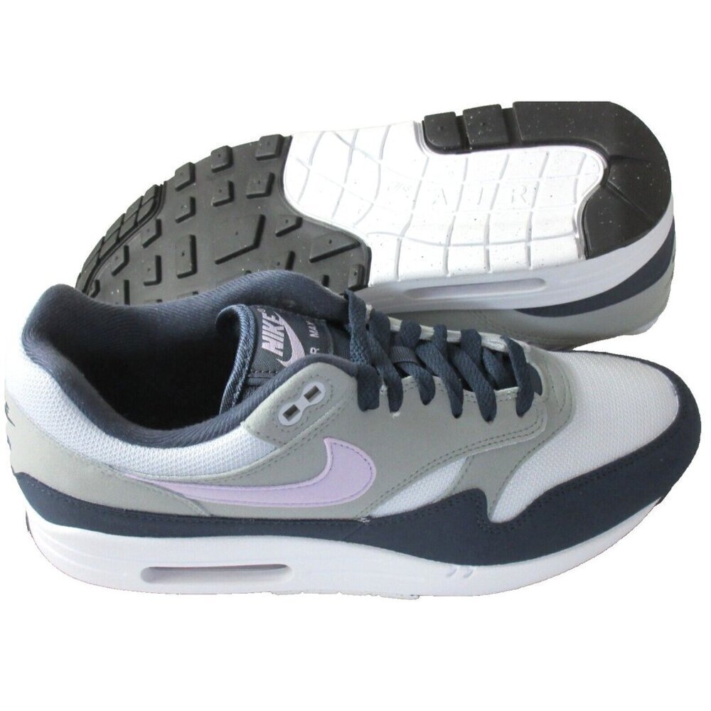 Nike Men's Air Max 1 Running Training Shoes Football Grey Lilac Purple Sizes NIB - Picture 2 of 5